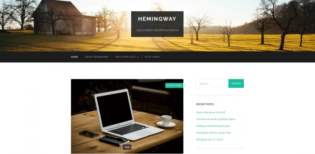 hemingway theme for best free wordpress themes