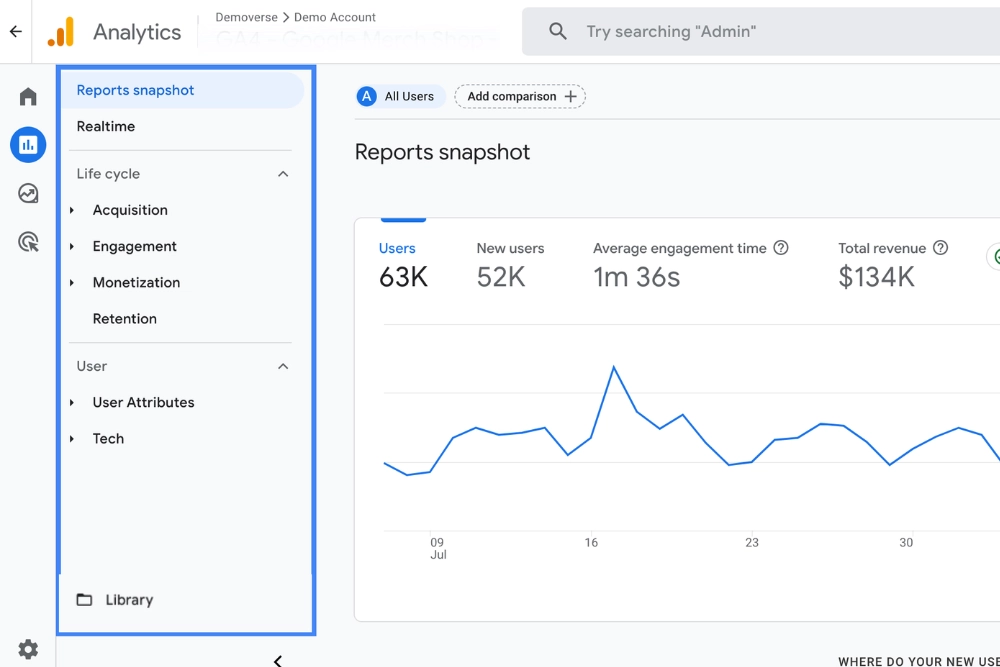 a screenshot of a googla analytics 4