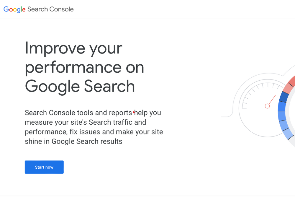 a screenshot of a web page of google search console