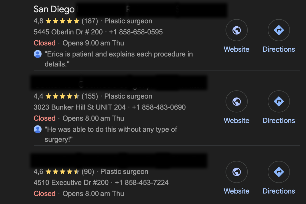 local SEO for plastic surgeons