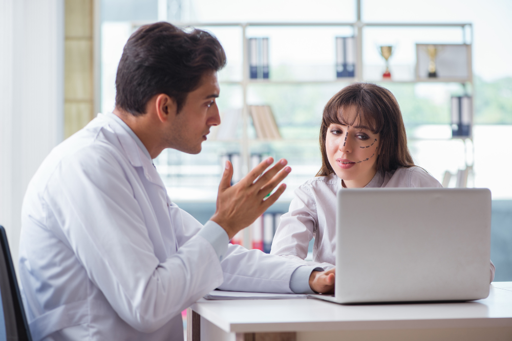 plastic surgeon doctor and patient