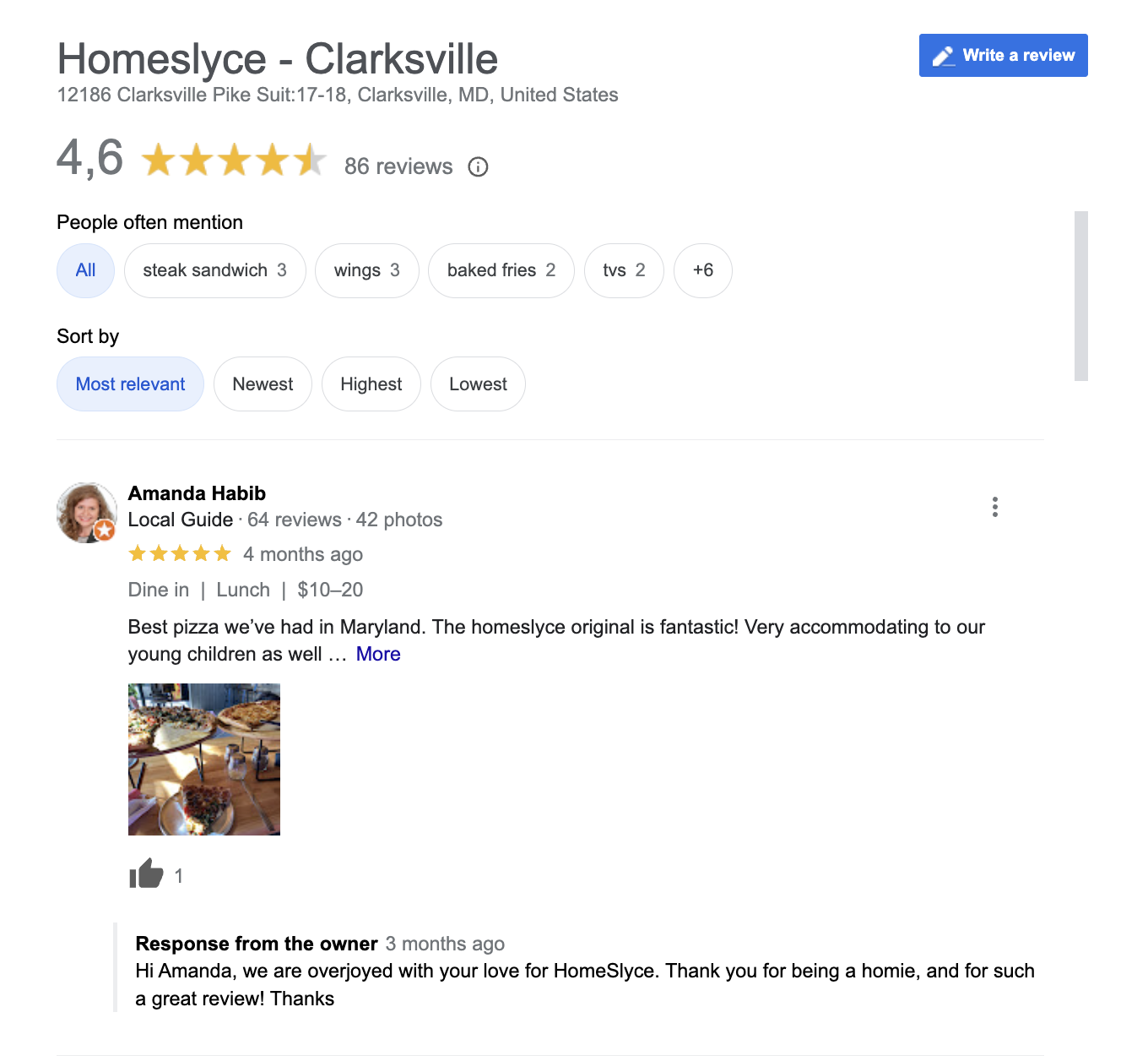 a screenshot of a review from customer