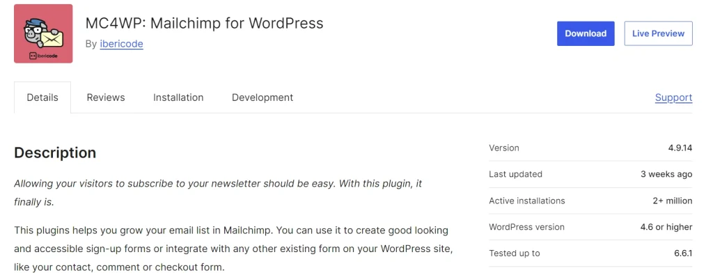 mailchimp for wordpress